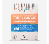 Clairefontaine - Ref 975208C - Ready to Paint Canvas Pad (10 Sheets) - A3 Sized, 200gsm Paper, Acid Free, pH Neutral - White - Suitable for Oil & Acrylic Paint