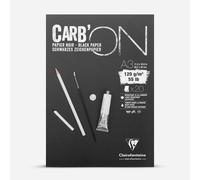 Clairefontaine - Ref 975040C - Carb'On Black Glued Paper Pad (20 Sheets) - A3 (420 x 297mm) Sized, 120gsm Paper, Acid Free, pH Neutral - Suitable for Pencil, Felt Tip, Chalk