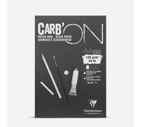 Clairefontaine - Ref 975039C - Carb'On Black Glued Paper Pad (20 Sheets) - A4 (297 x 210mm) Sized, 120gsm Paper, Acid Free, pH Neutral - Suitable for Pencil, Felt Tip, Chalk