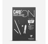 Clairefontaine - Ref 975038C - Carb'On Black Glued Paper Pad (20 Sheets) - A5 (210 x 148mm) Sized, 120gsm Paper, Acid Free, pH Neutral - Suitable for Pencil, Felt Tip, Chalk