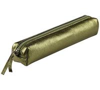 Clairefontaine - Ref 400007C - Cuirisé' Leather Slim Pencil Case - 4 x 2.5 x 19.5cm, Made From Genuine Lambskin Leather, Metal Zip With Leather Puller - Green