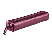 Clairefontaine - Ref 400001C - Cuirisé' Leather Slim Pencil Case - 4 x 2.5 x 19.5cm, Made From Genuine Lambskin Leather, Metal Zip With Leather Puller - Cherry