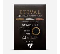 Clairefontaine - Ref 975317C - Etival Cold Pressed Black Watercolour Painting & Drawing Pad (15 Sheets of Paper) - A5 (21 x 14.8cm) - 300gsm Cellulose Art Paper