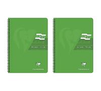 Clairefontaine Europa - Ref 5800Z Wirebound Notebooks, Hardwearing Bright and Glossy Covers, 180 Lined Sheets, A4 size and Micro-Perforated Pages, Green Cover (Pack of 2)