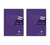Clairefontaine Europa - Ref 5803Z Wirebound Notebooks, Hardwearing Bright and Glossy Covers, 180 Lined Sheets, A4 size and Micro-Perforated Pages, Purple Cover (Pack of 2)