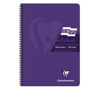 Clairefontaine Europa - Ref 5803Z Wirebound Notebooks, Hardwearing Bright and Glossy Covers, 180 Lined Sheets, A4 size and Micro-Perforated Pages, Purple Cover