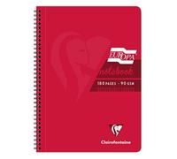 Clairefontaine Europa - Ref 5805Z Wirebound Notebooks, Hardwearing Bright and Glossy Covers, 180 Lined Sheets, A4 size and Micro-Perforated Pages, Red Cover