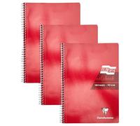 Clairefontaine Europa - Ref 5805Z Wirebound Notebooks, Hardwearing Bright and Glossy Covers, 180 Lined Sheets, A4 size and Micro-Perforated Pages, Red Cover (Pack of 3)