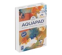 Clairefontaine Goldline Aquapad 975620C Glued Pad - 50 Sheets of Watercolour Paper - Medium Fine Grain - A6-10.5 x 14.8 cm - 300 g