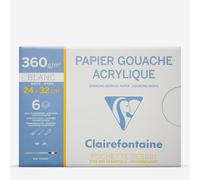 Clairefontaine : Gouache & Acrylic Paper : Pouch : A4 : 6 Sheets : 360gsm : White