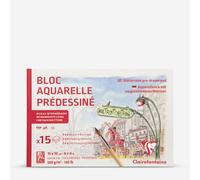 Clairefontaine - Ref 975727C - Initiation No1 Watercolour Glued Pad (15 Sheets) - 100 x 150mm in Size, 300gsm Etival Watercolour Paper - Suitabler for Learners