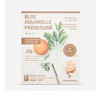 Clairefontaine : Introduction to Watercolour : Pre-Drawn Pad : Glued Pad : 24x30cm (Apx. 9x12in) : 15 Sheets : 300gsm : Botanical