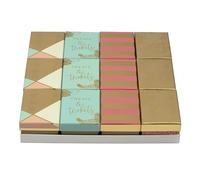Clairefontaine K-29055-BXC - A Set of 12 Assorted Mini Cardboard Boxes - Pattern: Kraft look, Panther, Geometric, Pastel Pink/Gold/Blue - Best for: Gift box