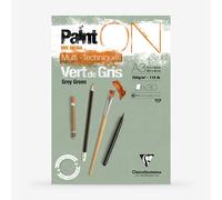 Clairefontaine : PaintOn : Gummed Pad : 250gsm : 30 Sheets : A3 : Grey Green