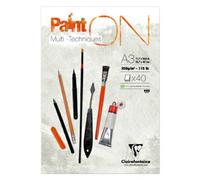 Clairefontaine Paint'ON Mixed Media Painting Pad Acrylics Watercolours Pastel A3