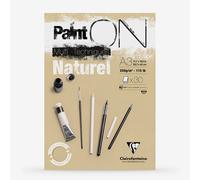 Clairefontaine - Ref 96541C - Paint'ON Multi-Technique Naturel Paper Pad (30 Sheets) - A3 Size, 250gsm Heavyweight Paper, Natural Sand Colour, Acid Free, pH Neutral