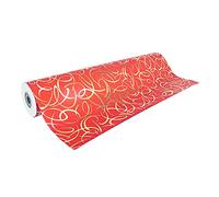 Clairefontaine - Ref 211894C - Premium Long Roll Wrapping Paper (Single Roll) - 70cm Width x 50m Length, 80gsm Laminated Paper - Red & Gold Swirls Design