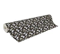 Clairefontaine - Ref 211921C - Christmas Alliance Long Roll Wrapping Paper (Single Roll) - 70cm Width x 50m Length, 60gsm Paper - Black & Gold Christmas Trees Design