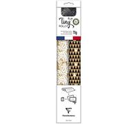 Clairefontaine - Ref 223888C - Tiny Rolls Kraft Gift Wrap Set - 2 x Gift Wrap (80gsm, 35cm x 5m), 10 x Gift Tags (Rectangular & Round), 20m Ribbon - Black & White