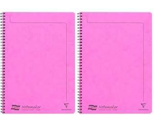 Clairefontaine - Ref 3084Z - Europa Notemaker Sidebound Notebook (120 Pages) - A4 Size, 90gsm Brushed Vellum Paper, Micro-Perforated Sheets, Lined Rulings - Pink (Pack of 2)