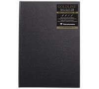 Clairefontaine - Ref 34243C - Goldline Casebound Pad (64 White Sheets) - A4 (297 x 210mm) Size, 140gsm Paper, Portrait Layout - Black Cover - Suitable for Dry Techniques