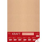 Clairefontaine - Ref 37108C - Kraft Paper (25 Sheets) - 50 x 65cm Sized - Natural Brown, Smooth Side & Ribbed Side, 90gsm Paper, Acid Free, pH Neutral