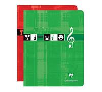 Clairefontaine - Ref 3797C - Staplebound Music and Song Notebooks (56 pages) - 17 x 22cm in Size, Séyès Rulings, 90gsm Brushed Vellum Paper - Random Colour
