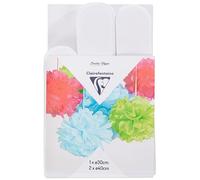 Clairefontaine - Ref 395401C - Tissue Paper Silk Circular Decorative Pompoms (Pack of 3) - 1 x 30cm Pompom & 2 x 40cm Pompoms, Silk Effect Finish - White