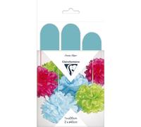 Clairefontaine - Ref 395427C - Tissue Paper Silk Circular Decorative Pompoms (Pack of 3) - 1 x 30cm Pompom & 2 x 40cm Pompoms, Silk Effect Finish - Sky Blue