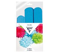 Clairefontaine - Ref 395457C - Tissue Paper Silk Circular Decorative Pompoms (Pack of 3) - 1 x 30cm Pompom & 2 x 40cm Pompoms, Silk Effect Finish - Petrol Blue