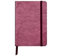 Clairefontaine - Ref 400090C - Cuirise Hard Cover Notebook (72 Sheets) - A6 Size, 90gsm Vellum Paper, Lined Rulings, Pocket for Loose Documents, Lambskin Cover - Cherry