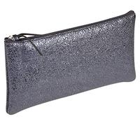 Clairefontaine - Ref 410014C - Céleste' Leather Flat Pencil Case - 22 x 11cm, Made From Genuine Lambskin Leather, Metal Zip With Leather Puller - Blue