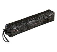 Clairefontaine - Ref 410022C - Céleste' Leather Slim Pencil Case - 4 x 2.5 x 19.5cm, Made From Genuine Lambskin Leather, Metal Zip With Leather Puller - Black