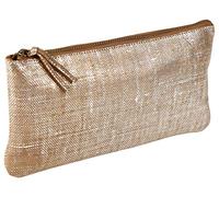 Clairefontaine - Ref 410038C - Kleo-Pathra' Leather Flat Pouch - 22 x 11cm, Made From Genuine Lambskin Leather, Metal Zip With Leather Puller - Silver