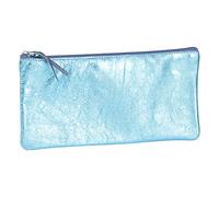 Clairefontaine 410120C - Genuine Lambskin Leather Flat School Pencil Case Turquoise Iridescent Effect 22x11 cm - School Supplies - Pencil Case - Pencil Tray