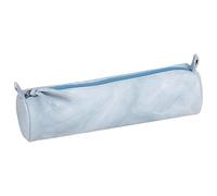 Clairefontaine - Ref 410175C - Tie & Dye Leather Pencil Case - 22 x 5.5cm, Made From Genuine Lambskin Leather, Metal Zip With Leather Puller - Sky Blue
