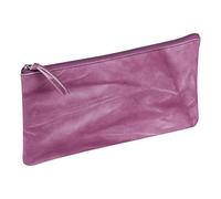 Clairefontaine - Ref 410177C - Tie & Dye Leather Flat Pouch - 22 x 11cm, Made From Genuine Lambskin Leather, Metal Zip With Leather Puller - Purple Pink