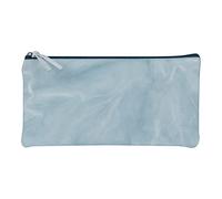Clairefontaine - Ref 410178C - Tie & Dye Leather Flat Pouch - 22 x 11cm, Made From Genuine Lambskin Leather, Metal Zip With Leather Puller - Sky Blue Colour