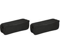 Clairefontaine - Ref 420024C - Fantasy Rectangular Pencil Case with 2 Compartments - 22 x 8 x 10cm, Made from Polypropylene, Metal Zip & Metal Pull Tab - Black (Pack of 2)