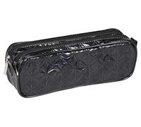 Clairefontaine 420030C - One Large School Pencil Case Holographic Rectangular 2 compartments - Size: 22x8x10 cm, Black - Colour Changing Effect - Waterproof