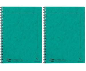 Clairefontaine - Ref 4863Z - Europa Notemaker Sidebound Notebook (120 Pages) - A4 Size, 90gsm Brushed Vellum Paper, Micro-Perforated Sheets, Lined Rulings - Green (Pack of 2)