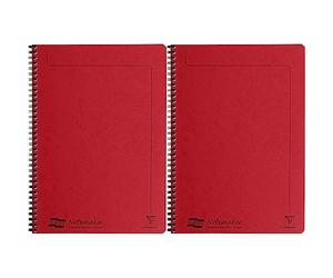 Clairefontaine - Ref 4868Z - Europa Notemaker Sidebound Notebook (120 Pages) - A4 Size, 90gsm Brushed Vellum Paper, Micro-Perforated Sheets, Lined Rulings - Red (Pack of 2)