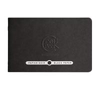 Clairefontaine - Ref 60314C - Crok'Book Portrait Staplebound Sketchbook - 17 x 11cm, 120gsm Paper, Acid Free, pH Neutral, 20 Black Sheets - Black Cover