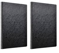 Clairefontaine - Ref 781421C - Age Bag Wirebound Notebook (100 Pages) - A4 Size, Squared Rulings, 90gsm Brushed Vellum Paper, Pocket for Loose Documents - Black Cover (Pack of 2)