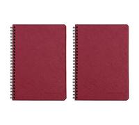 Clairefontaine - Ref 785322C - Age Bag Wirebound Notebook (100 Pages) - A5 Size, Squared Rulings, 90gsm Brushed Vellum Paper, Pocket for Loose Documents - Red Cover (Pack of 2)