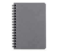 Clairefontaine - Ref 785965C - Age Bag Wirebound Notebook (100 Pages) - 9 x 14cm, Lined Rulings, 90gsm Brushed Vellum Paper, Pocket for Loose Documents - Grey Cover