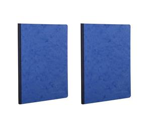 Clairefontaine - Ref 791404C - Age Bag Clothbound Notebook (192 Pages) - A4 Size, Plain Rulings, 90gsm Brushed Vellum Paper - Blue Leather Effect Cover (Pack of 2)