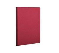 Clairefontaine - Ref 795402C - Age Bag Clothbound Notebook (192 Pages) - A5 Size, Plain Rulings, 90gsm Brushed Vellum Paper - Red Leather Effect Cover
