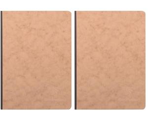 Clairefontaine - Ref 79542C - Age Bag Clothbound Notebook (192 Pages) - A5 Size, Squared Rulings, 90gsm Brushed Vellum Paper - Brown Leather Effect Cover (Pack of 2)