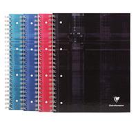 Clairefontaine - Ref 8292C_PAQ - Wirebound Hard Cover Notebook (120 Sheets) - A4+ Size, Squared Ruling, 90gsm Brushed Vellum Paper, Laminated Card Cover - Assorted Colours